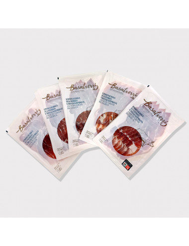 5 SOBRES JAMÓN GRAN RESERVA BASATXERRI. LONCHEADO. EUSKO LABEL