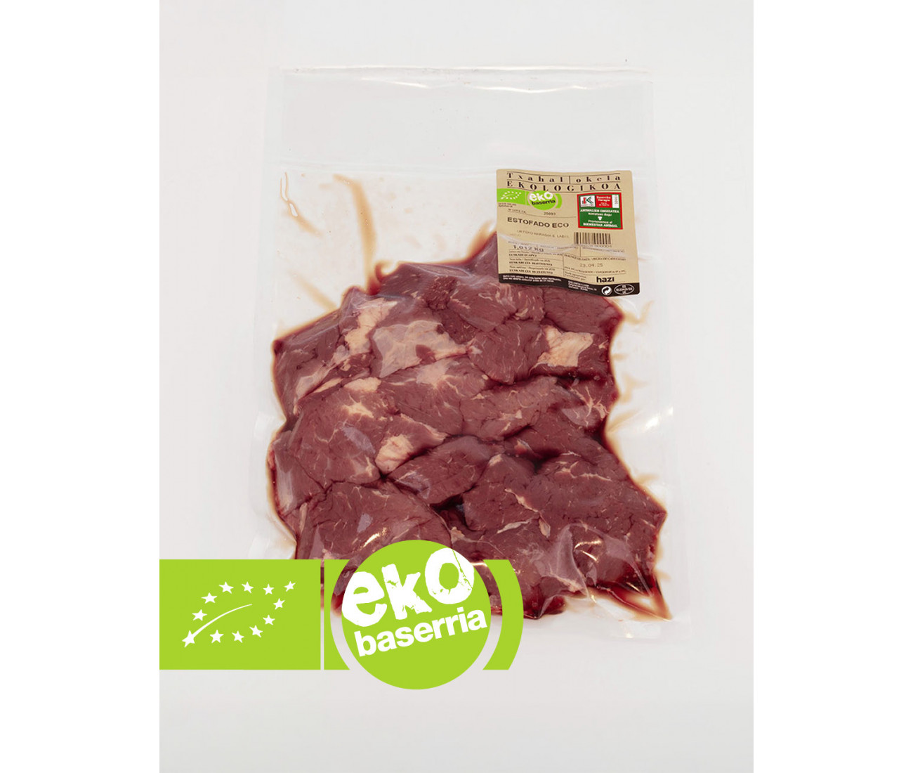 Estofado de ternera ecológica. 1kg. EUSKO LABEL