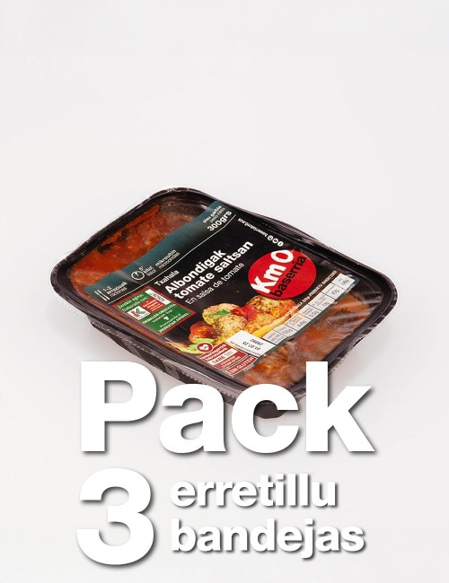 Eskaintza-paketea. Txahal haragi bolak tomate saltsan. EUSKO LABEL. 300g