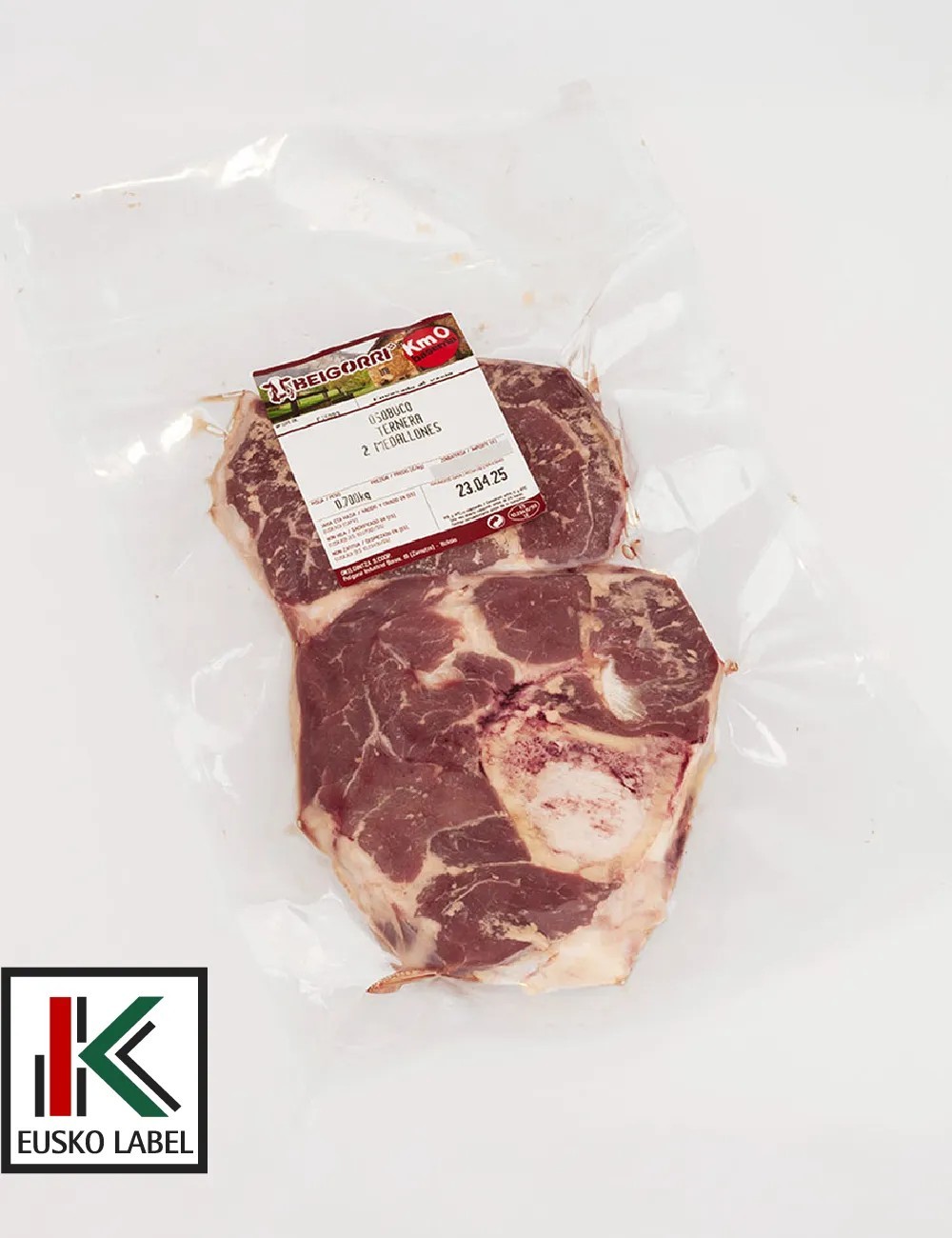 Txahal osobukoa. 700 g-ko 2 medailoi. EUSKO LABEL
