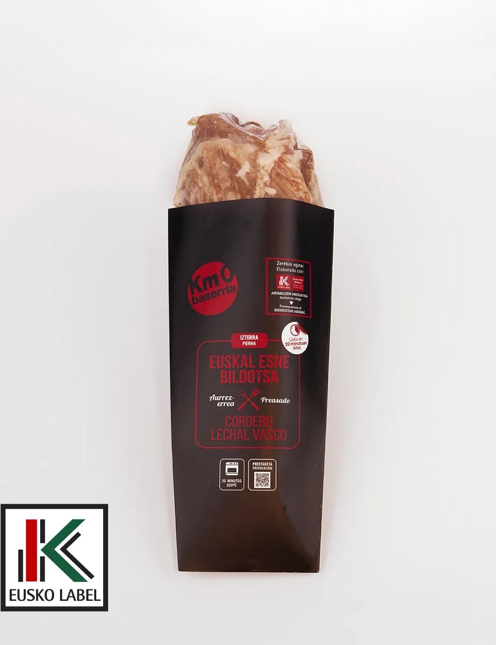 Pierna de cordero lechal preasado. EUSKO LABEL