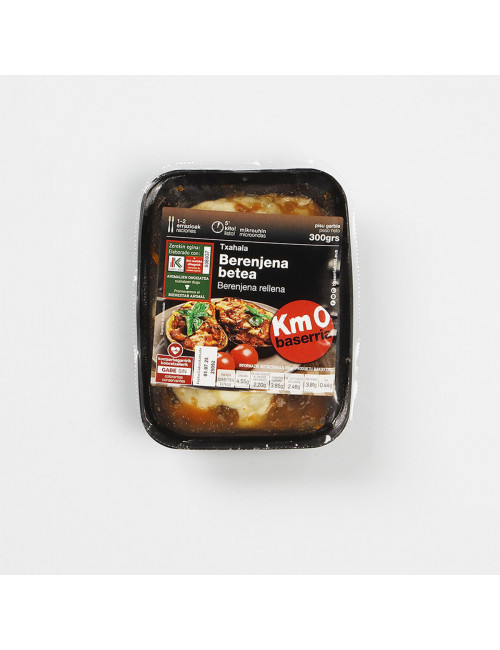 Eskaintza-paketea. Txahal okelaz betetako berenjena. EUSKO LABEL 300g